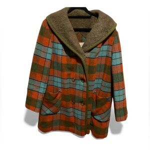 Gorgeous Passport Plaid Wool Blend Coat with Trim…Faux fur Lined ..